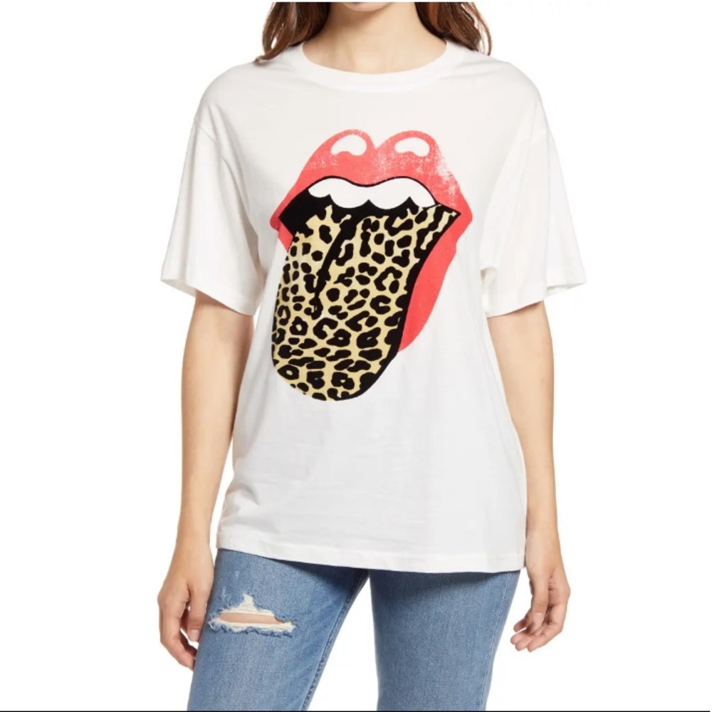 NWT Daydreamer Rolling Stones Leopard Tongue tee M